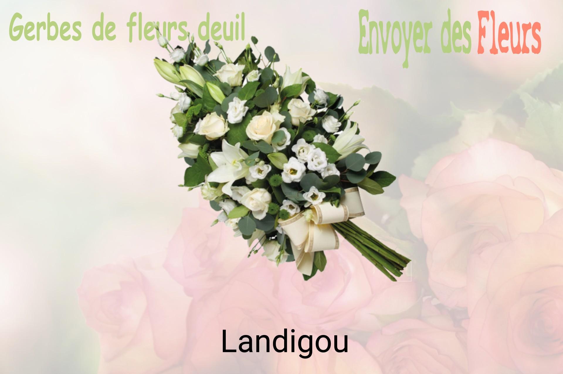 Gerbe de fleurs de deuil livrée à Landigou